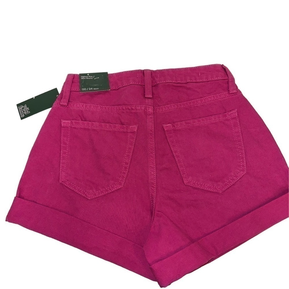 WILD Fable Highest Rise Mom Jean Cuffed Shorts in Fuchsia Pink - Picture 5 of 13